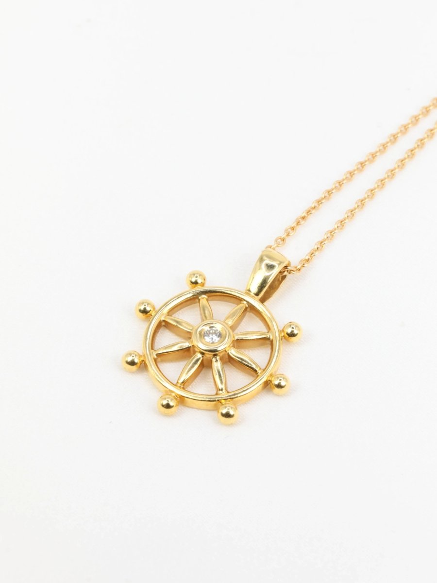 Pendentif roue de bateau en or jaune et diamant - Castafiore