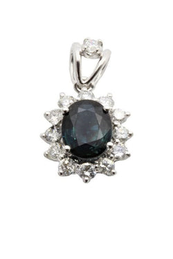 PENDENTIF SAPHIR ENTOURAGE DIAMANTS - Castafiore