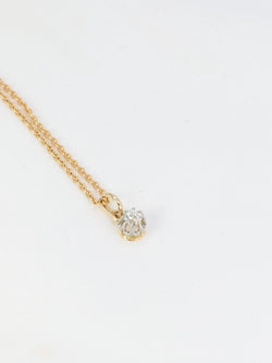 Pendentif solitaire ancien en or, argent et diamant taille ancienne 0.2 ct - Castafiore