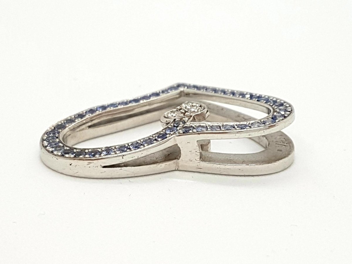 Pendentif VAN DER BAUWEDE coeur en argent, saphirs et diamants - Castafiore