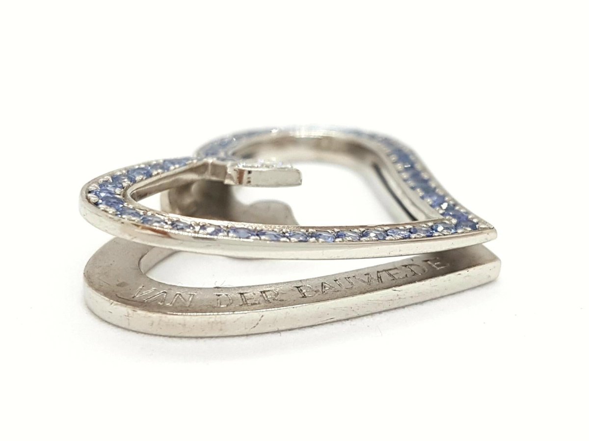 Pendentif VAN DER BAUWEDE coeur en argent, saphirs et diamants - Castafiore