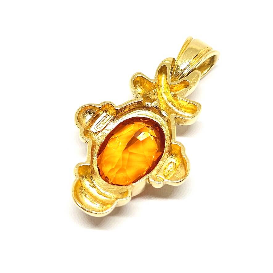 Pendentif vintage citrine or jaune 18 carats - Castafiore