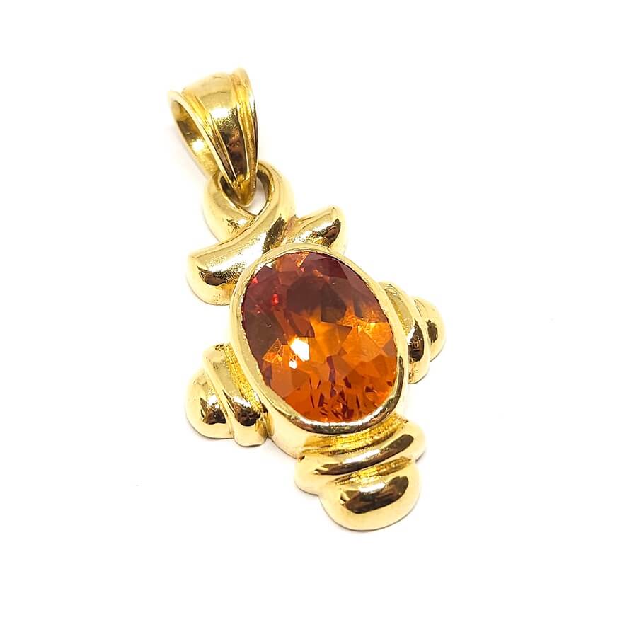 Pendentif vintage citrine or jaune 18 carats - Castafiore