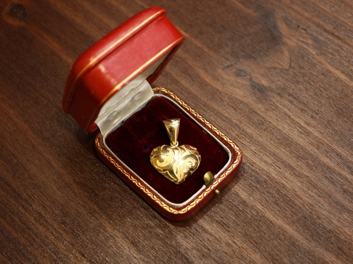 Pendentif vintage coeur en or jaune - Castafiore
