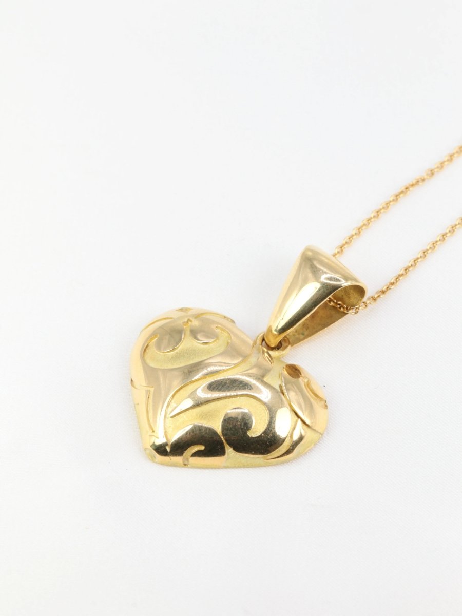 Pendentif vintage coeur en or jaune - Castafiore