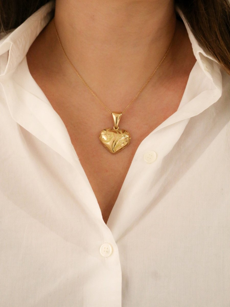 Pendentif vintage coeur en or jaune - Castafiore