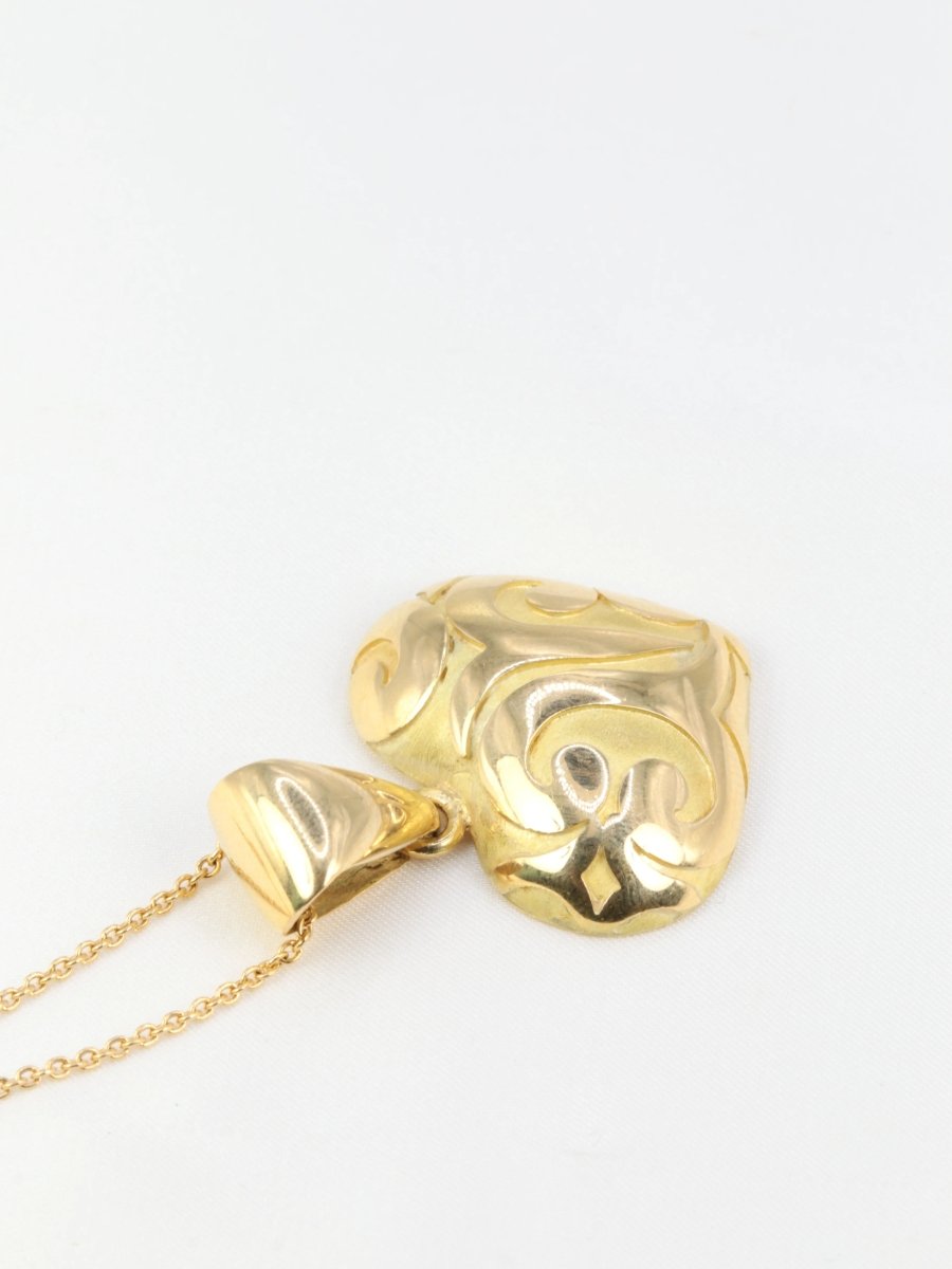 Pendentif vintage coeur en or jaune - Castafiore