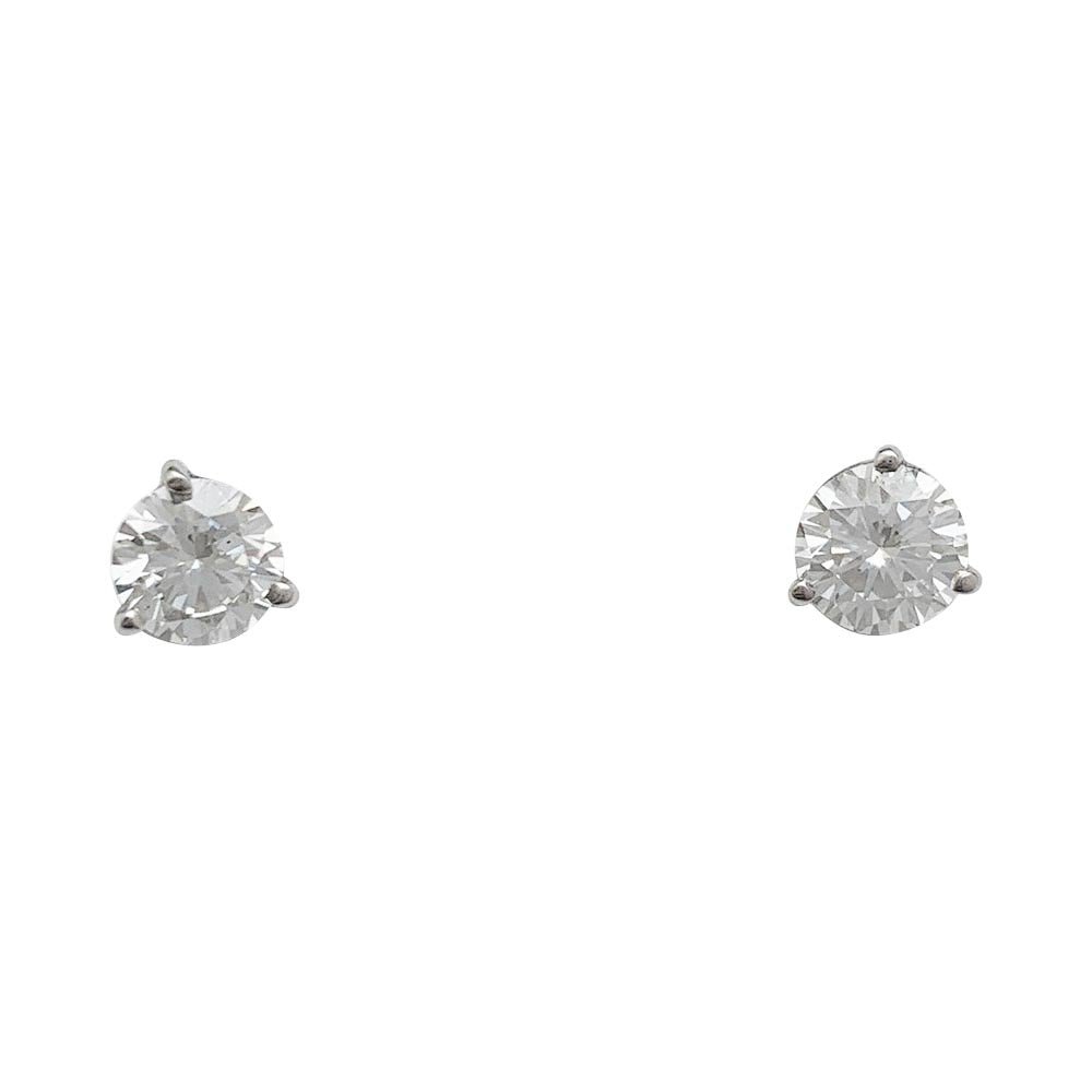 Puces d'oreilles en or blanc, diamants - Castafiore