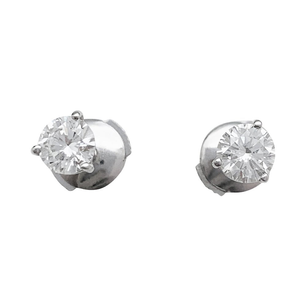 Puces d'oreilles en or blanc, diamants - Castafiore