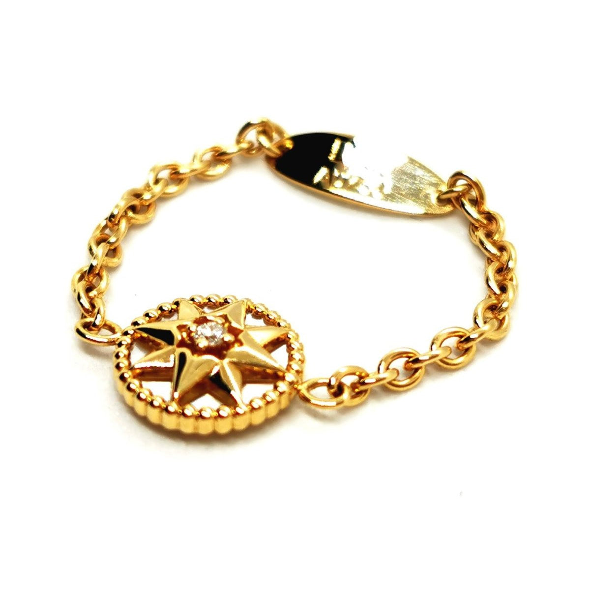 Rose des vents Bague Chaîne Or jaune Diamant - Castafiore