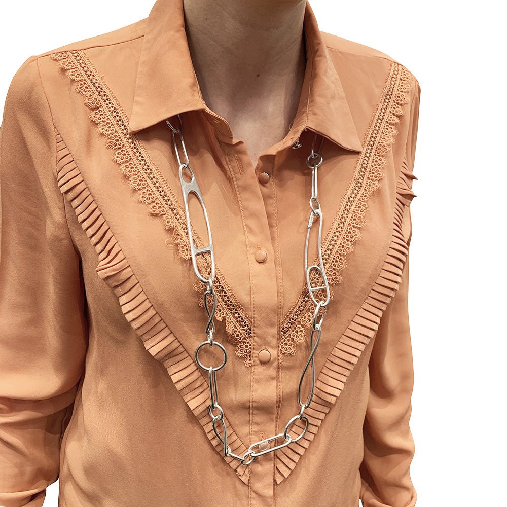 Sautoir HERMES “Double Chaîne d’Ancre Punk” en argent - Castafiore