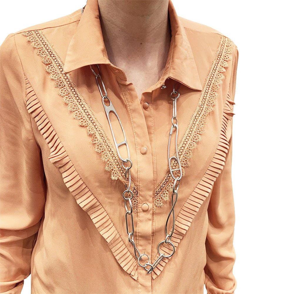 Sautoir HERMES “Double Chaîne d’Ancre Punk” en argent - Castafiore