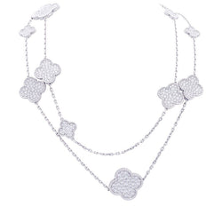 Sautoir VAN CLEEF & ARPELS "Magic Alhambra" en or blanc, diamants - Castafiore