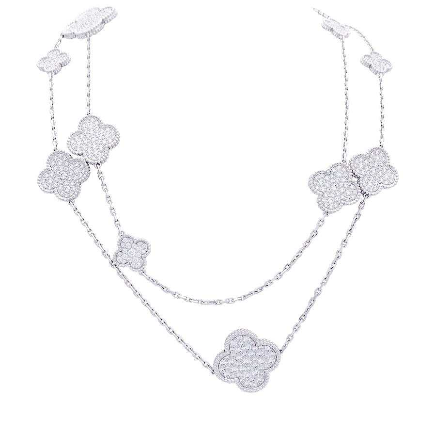 Sautoir VAN CLEEF & ARPELS "Magic Alhambra" en or blanc, diamants - Castafiore