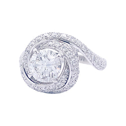 Solitaire Cartier, "Trinity Ruban", platine et diamants. - Castafiore