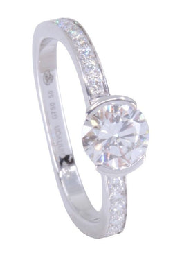 Solitaire DINH VAN "Flore" Moyen modèle en or blanc et diamants - Castafiore