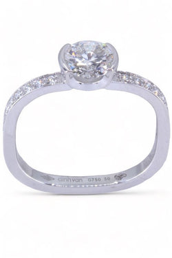 Solitaire DINH VAN "Flore" Moyen modèle en or blanc et diamants - Castafiore