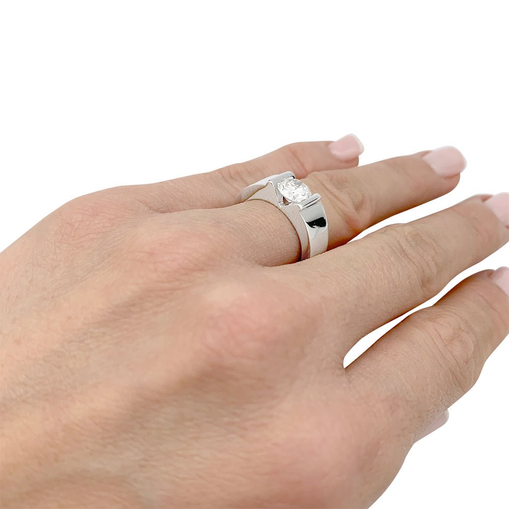 Solitaire en or blanc, diamant 1,14 carats - Castafiore