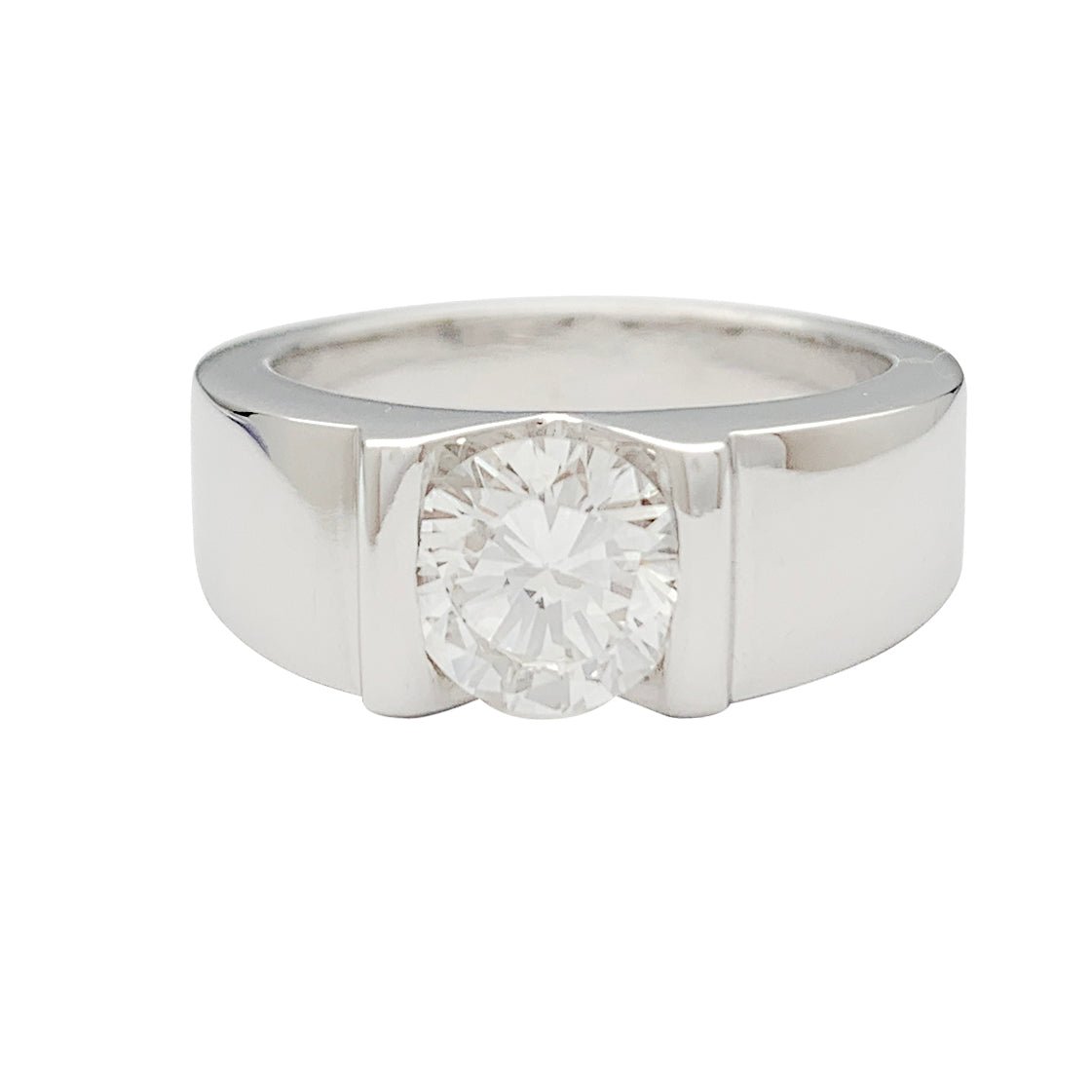 Solitaire en or blanc, diamant 1,14 carats - Castafiore