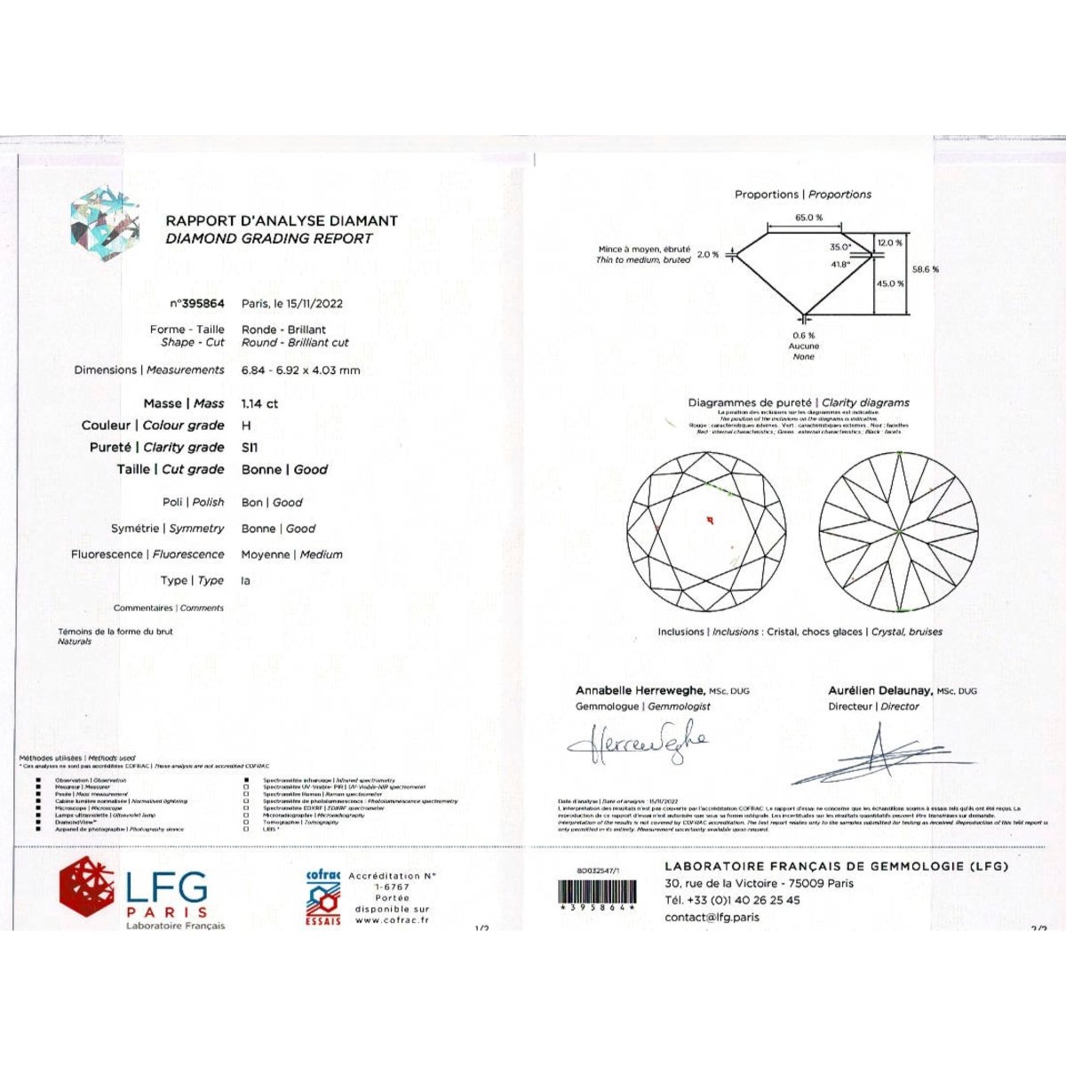 Solitaire en or blanc, diamant 1,14 carats - Castafiore