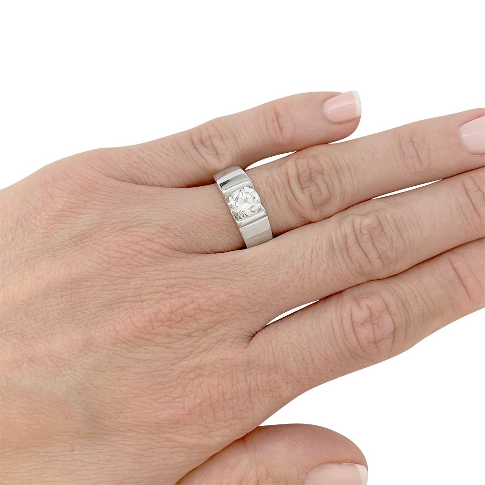 Solitaire en or blanc, diamant 1,14 carats - Castafiore