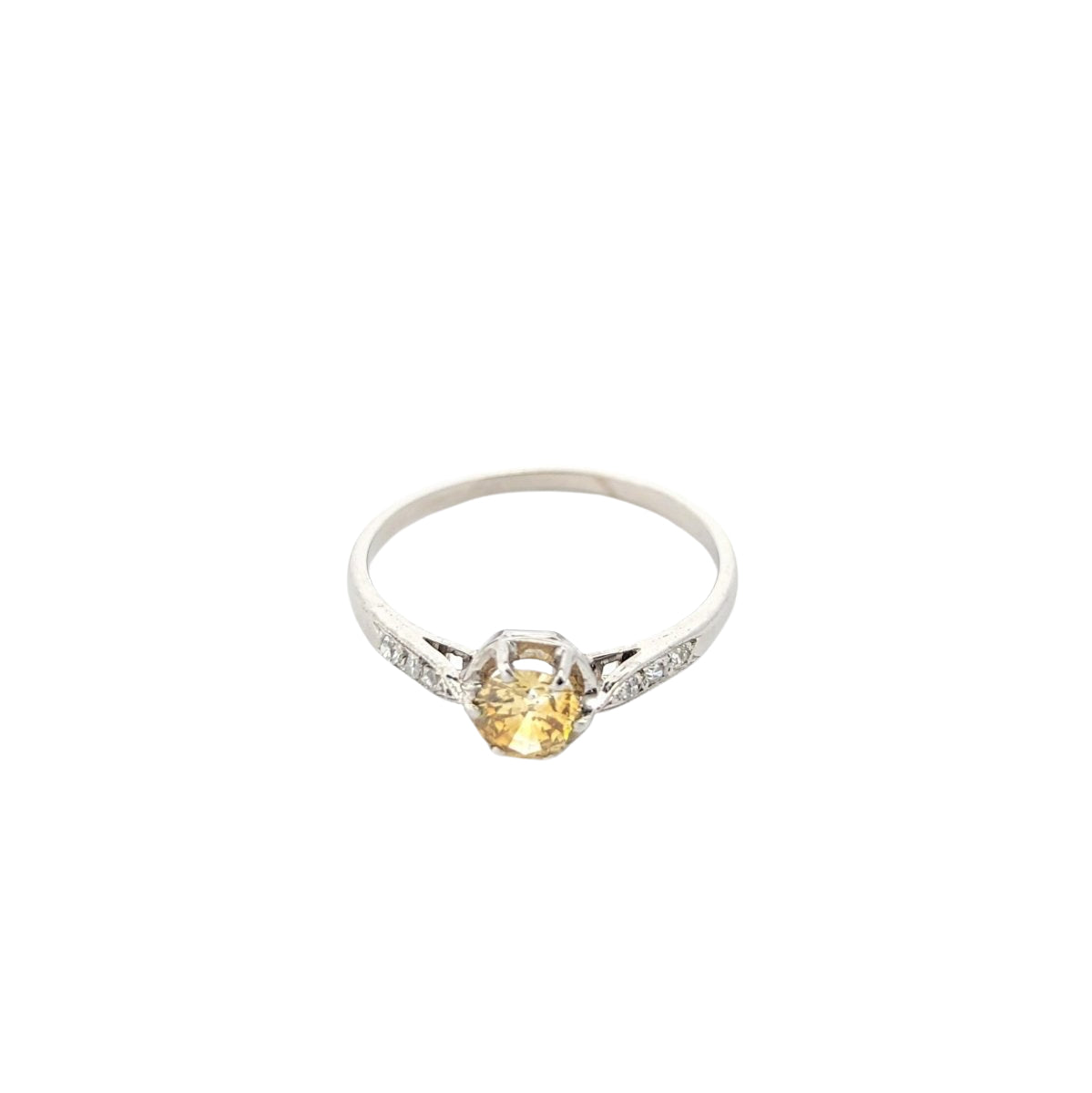 Solitaire en or blanc et diamant jaune - Castafiore