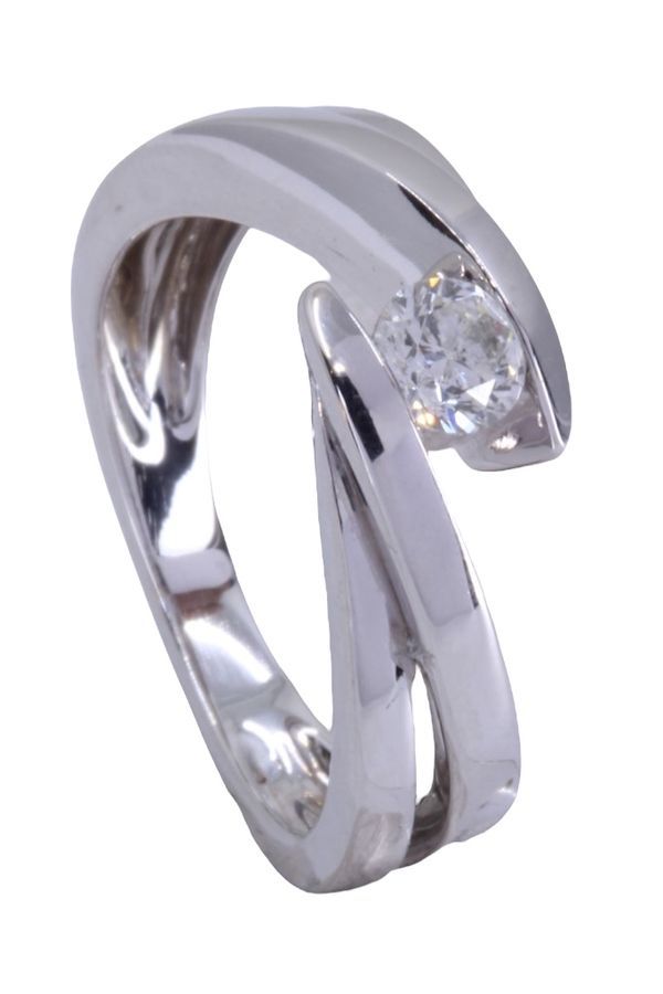 Solitaire moderne en or blanc et diamant - Castafiore