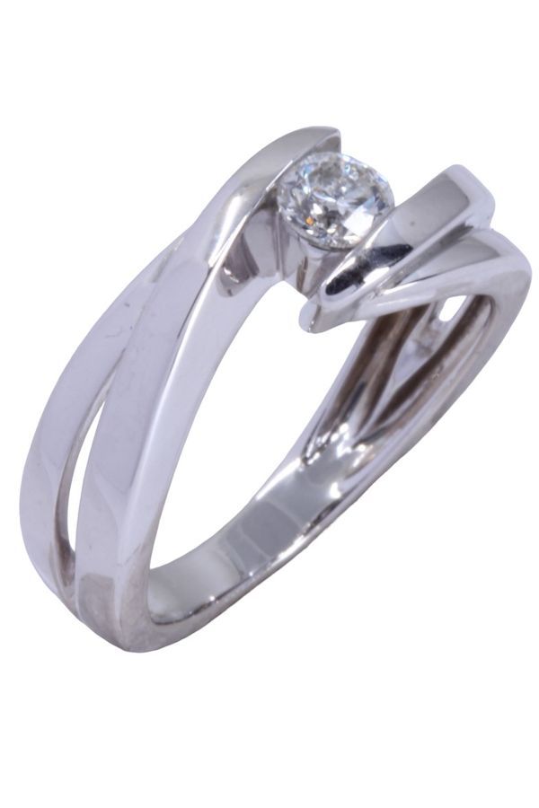 Solitaire moderne en or blanc et diamant - Castafiore