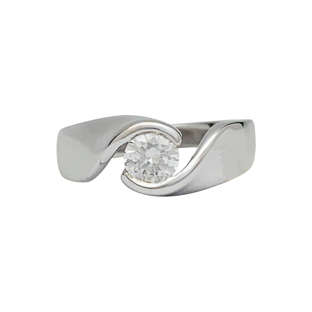 Solitaire or blanc serti d'un diamant - Castafiore
