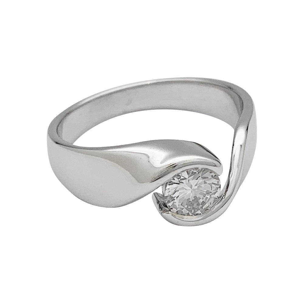 Solitaire or blanc serti d'un diamant - Castafiore