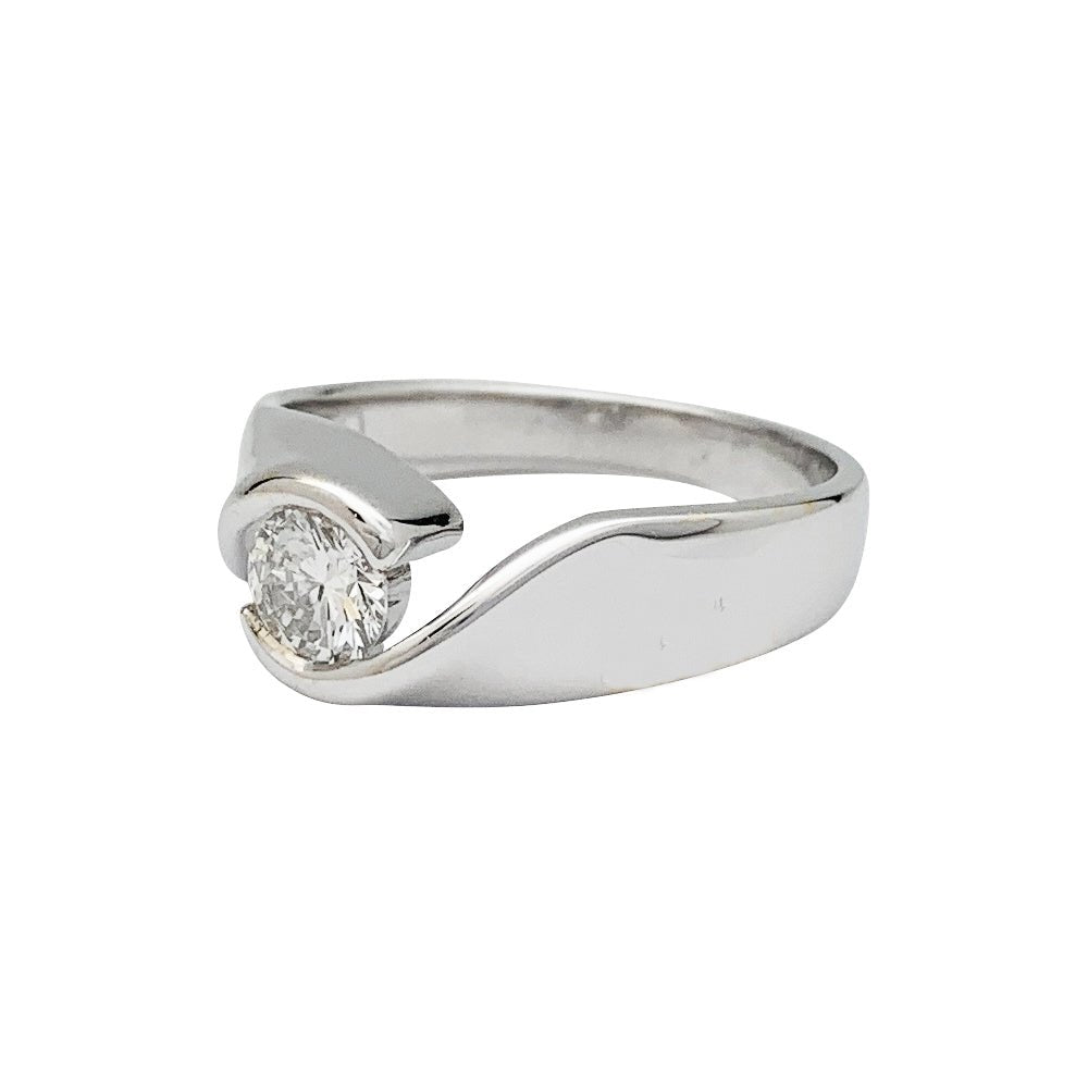 Solitaire or blanc serti d'un diamant - Castafiore