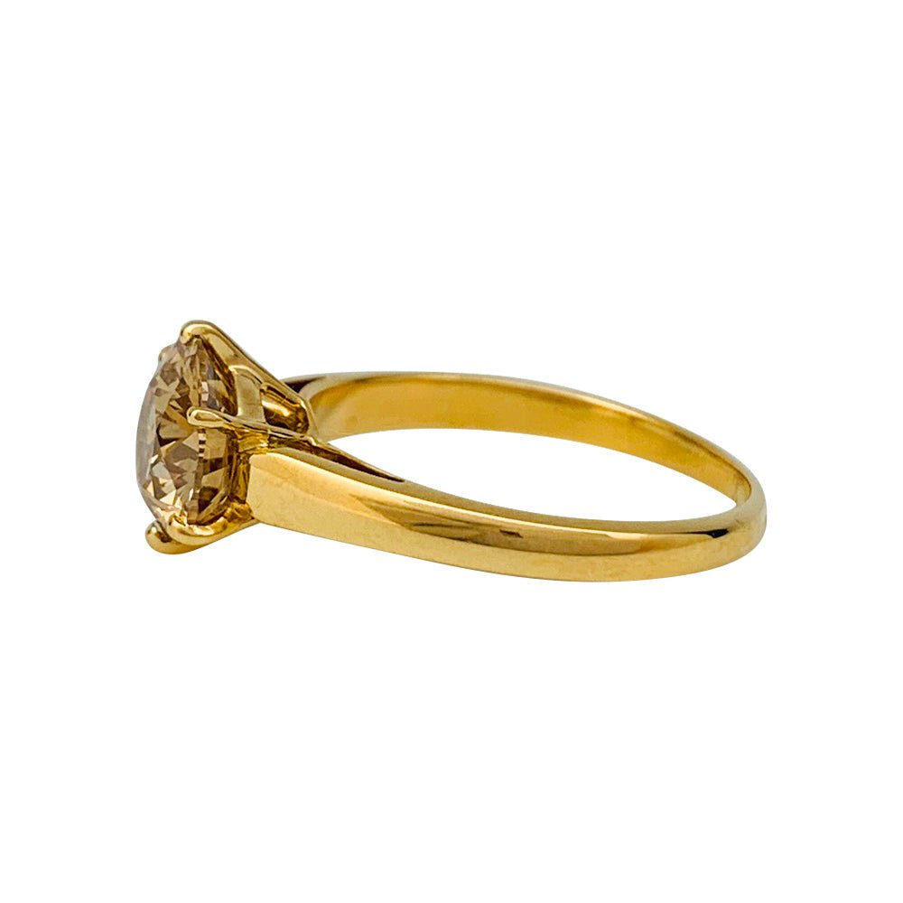 Solitaire or jaune, diamant brun 1,91 cts - Castafiore