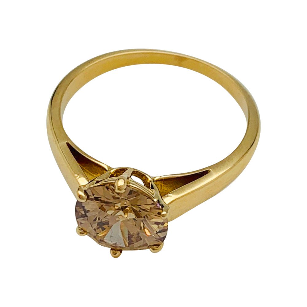 Solitaire or jaune, diamant brun 1,91 cts - Castafiore