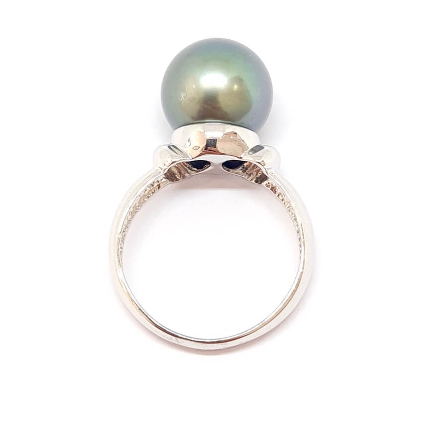 Ring Solitaire pearl of Tahiti or white 18 carats Castafiore