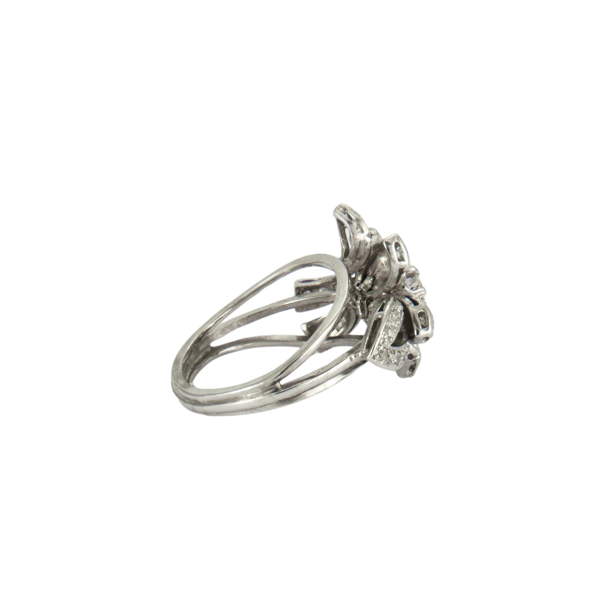 SORTIJA de PLATINO ESTILO RETRO ÉPOCA 1940-45 con DIAMANTES - Castafiore