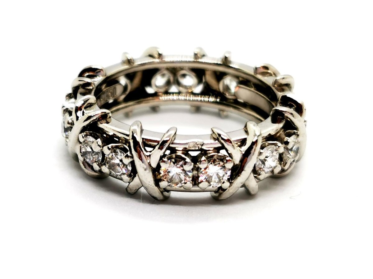 TIFFANY & CO. Bague Alliance Sixteen Stone Platine Diamant - Castafiore
