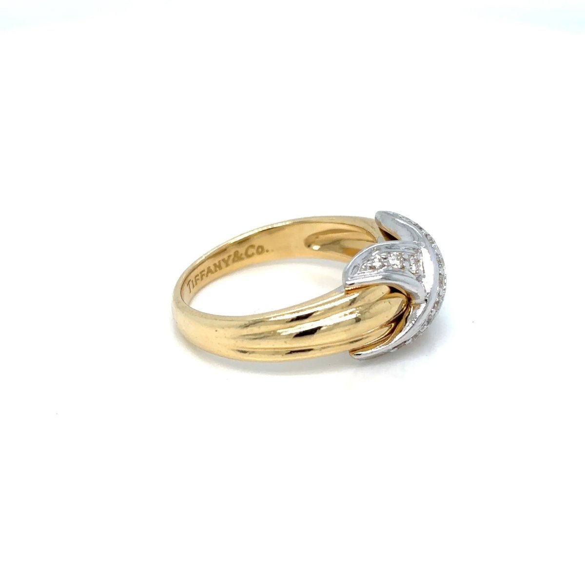 Tiffany & Co. Diamond Iconic X Gold & Platinum Ring - Castafiore